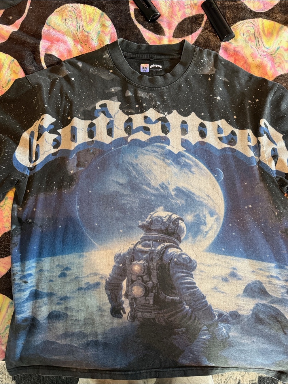 Godspeed TO THE MOON astronaut graphic Tee- 2XL